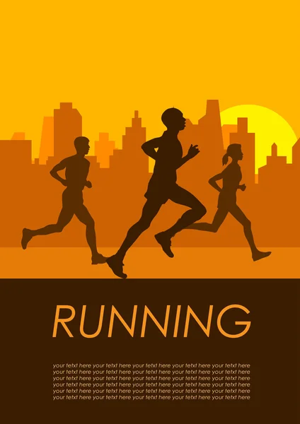Vector poster runners in the city — Stock Vector