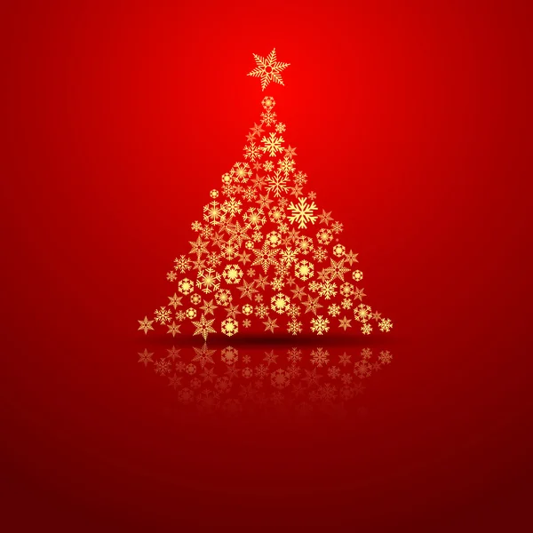 Vector Resumen Árbol de Navidad dorado con cristales de hielo — Vector de stock