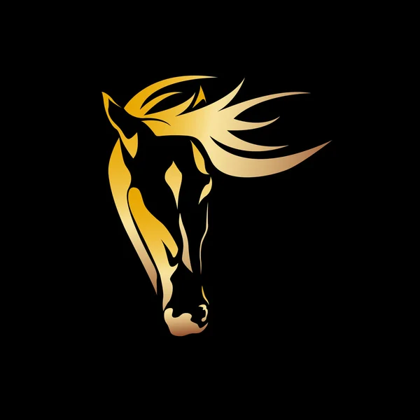 Vetor retrato dourado abstrato de um cavalo, fundo preto —  Vetores de Stock