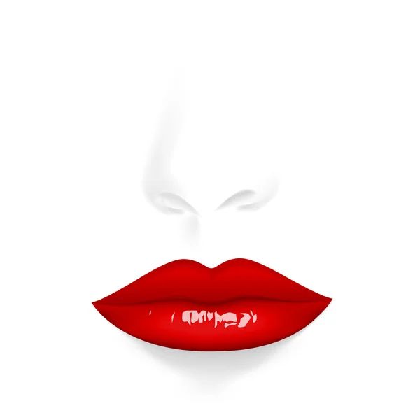 Retrato anónimo. Ilustración vectorial labios rojos — Vector de stock