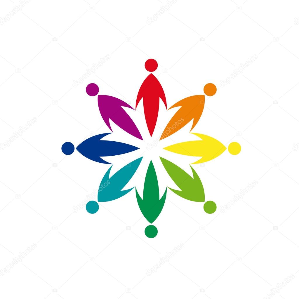 Vector concept teamwork; Men in the flower