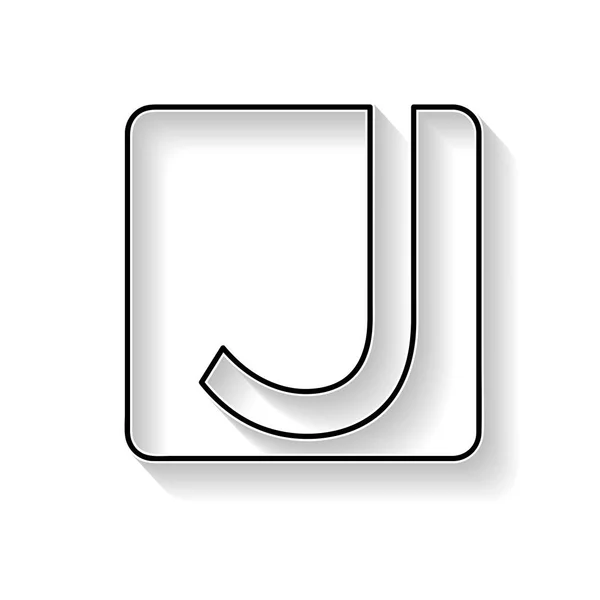 Vector initial letter J. Sign made with black line — Stock Vector
