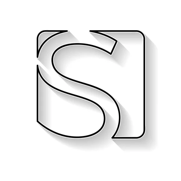 Vektor kezdőbetűje S. jel készült fekete vonal — Stock Vector