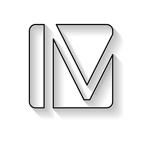 Vector initial letter M. Sign made with black line — Stock Vector