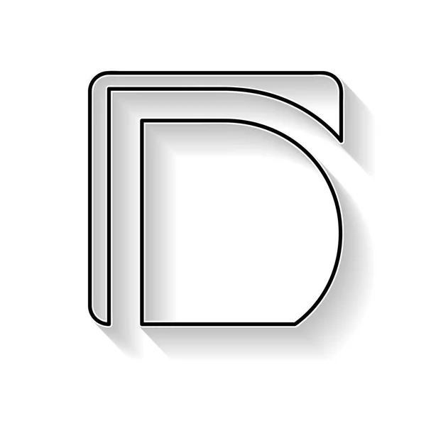 Vector eerste letter D. teken gemaakt met zwarte lijn — Stockvector
