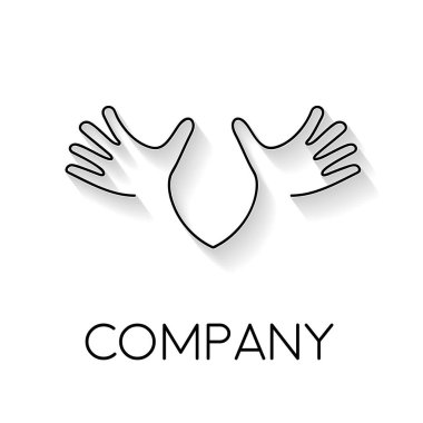 Vektör işareti açık eller, lineer tarzda soyut