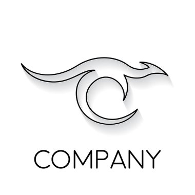 Vektör işareti kanguru, lineer tarzda soyut