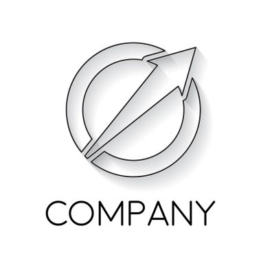 Ok, lineer tarzda daireyle vektör işareti soyut