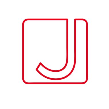 Vektör ilk harf J. işareti kırmızı çizgi ile yaptı. 