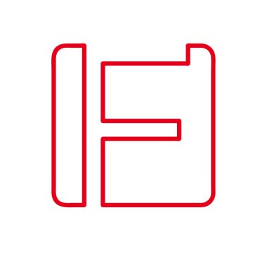 Vektör ilk harfi F. işareti kırmızı çizgi ile yaptı. 