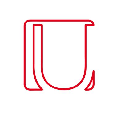 Vektör ilk harf U. işareti kırmızı çizgi ile yaptı. 