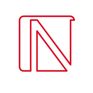 Vektör ilk harf N. işareti kırmızı çizgi ile yaptı. 