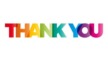 The word Thank you. Vector banner with the text colored rainbow. clipart