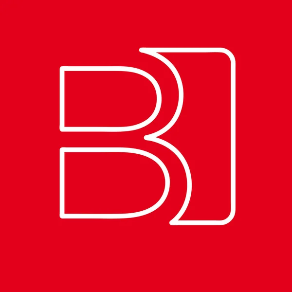 Vektor första bokstaven B. Sign gjort med röd linje — Stock vektor