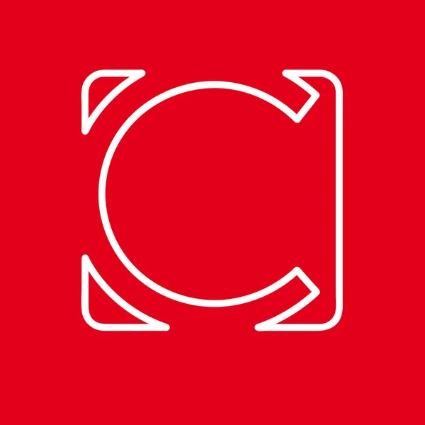 Vector inicial letra C. Señal hecha con línea roja — Archivo Imágenes Vectoriales