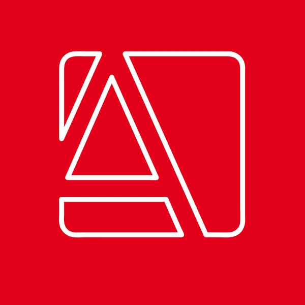 Vektor första bokstaven A. Sign gjort med röd linje — Stock vektor