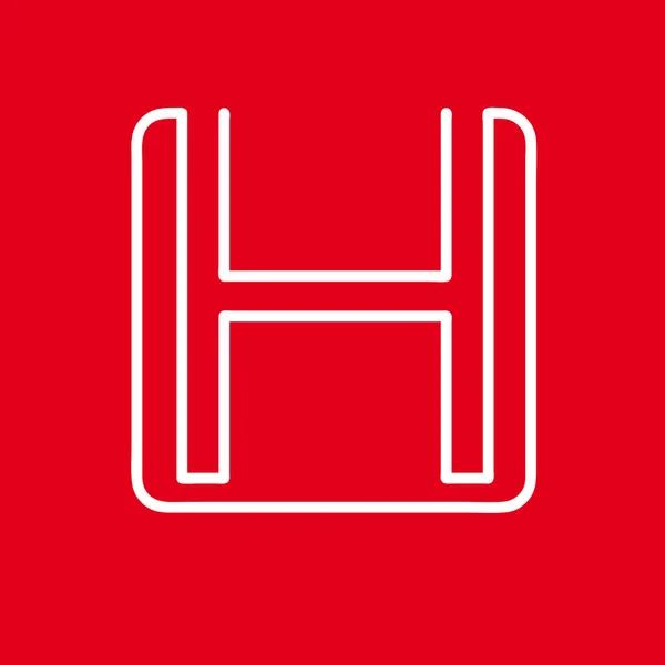 Letra inicial del vector H. Signo hecho con línea roja — Archivo Imágenes Vectoriales