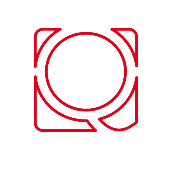 Lettera iniziale vettoriale Q. Cartello realizzato con linea rossa — Vettoriale Stock