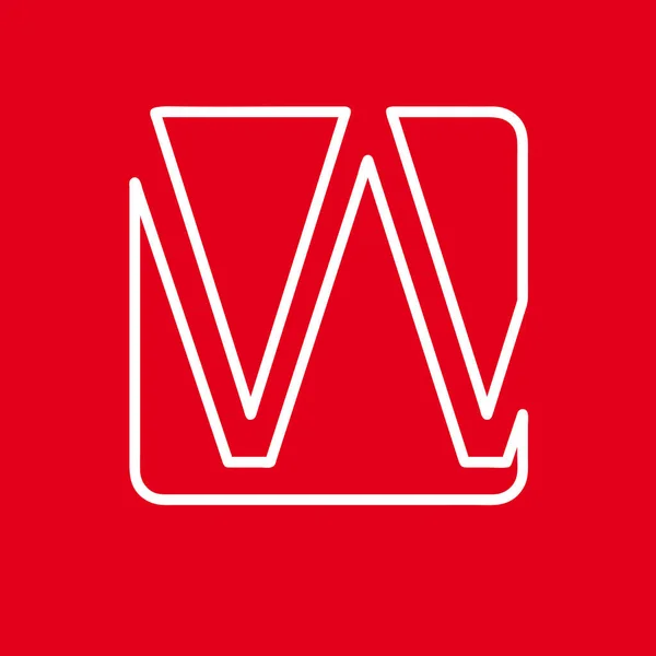 Lettera iniziale vettoriale W. Segno realizzato con linea rossa — Vettoriale Stock