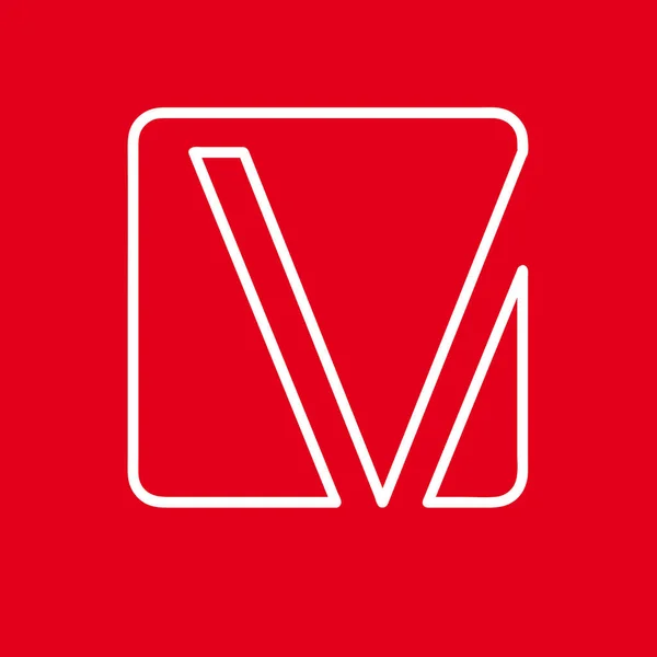 赤い線で作られたベクトル頭文字 v. 記号 — ストックベクタ