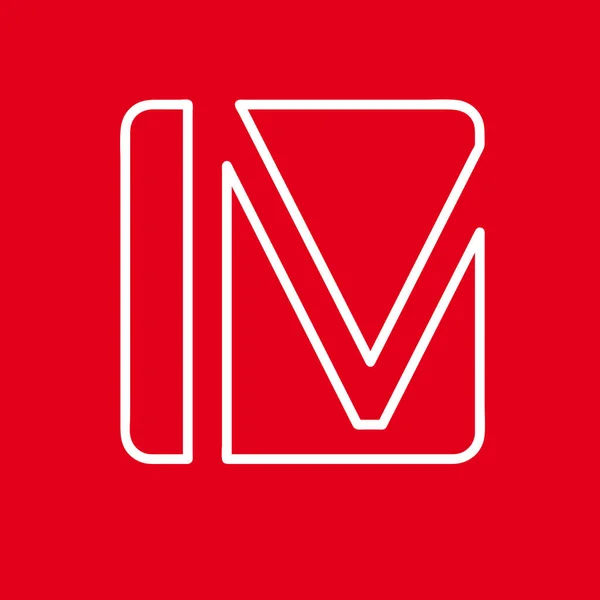 Vektor Anfangsbuchstabe m. Zeichen mit roter Linie — Stockvektor