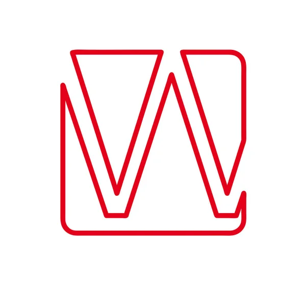 Lettre vectorielle initiale W. Signe réalisé avec une ligne rouge — Image vectorielle