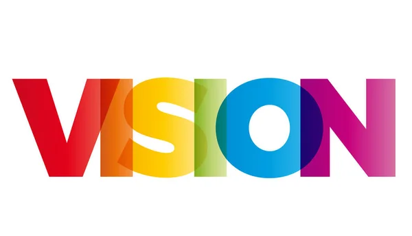 La palabra Visión. Banner vectorial con el arco iris de color de texto . — Vector de stock