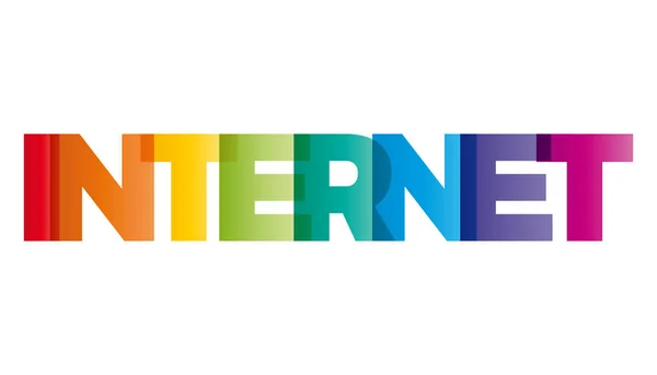 互联网一词。向量与文本彩色彩虹旗帜. — 图库矢量图片