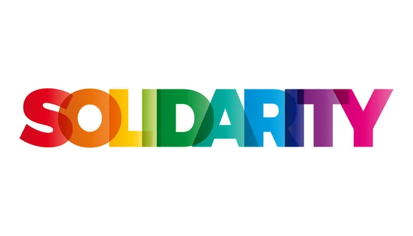 Kata Solidaritas. Banner vektor dengan teks berwarna pelangi - Stok Vektor