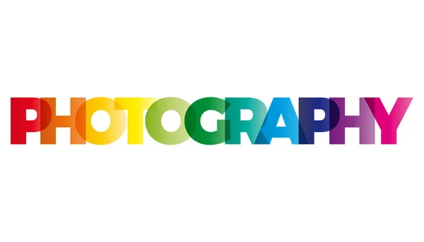 Le mot Photographie. Bannière vectorielle avec le texte rainbo coloré — Image vectorielle