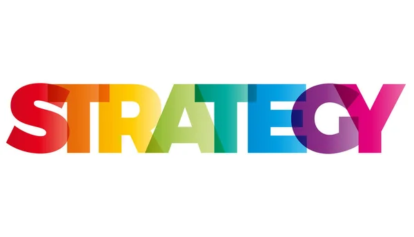 Le mot Stratégie. Bannière vectorielle avec l'arc-en-ciel de couleur texte . — Image vectorielle
