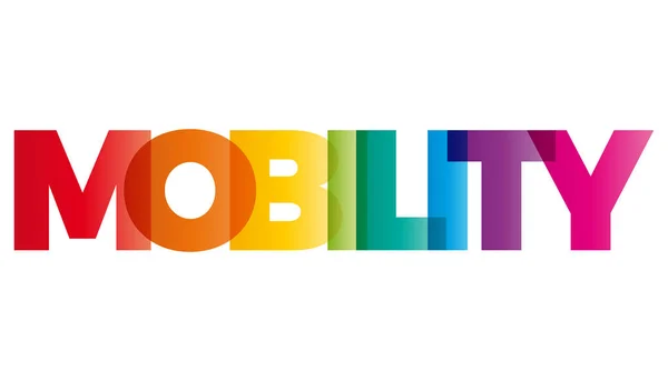 Слово "мобильность". Векторный баннер с цветной радугой . — стоковый вектор
