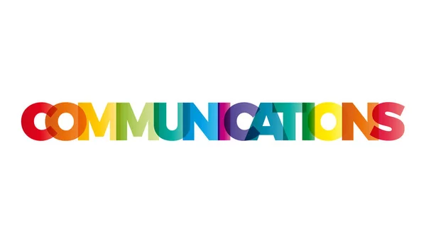 Le mot Communications. Bannière vectorielle avec le texte de couleur rai — Image vectorielle