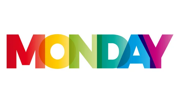 La palabra el lunes. Banner vectorial con el arco iris de color de texto . — Archivo Imágenes Vectoriales