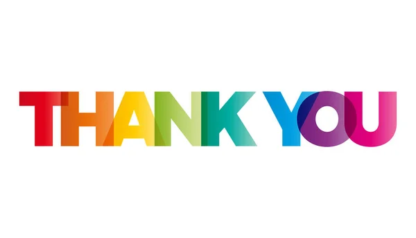 The word Thank you. Vector banner with the text colored rainbow. — Stock Vector