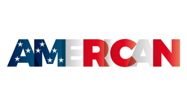 The word American. Vector banner with the text colored rainbow. — Stock Vector