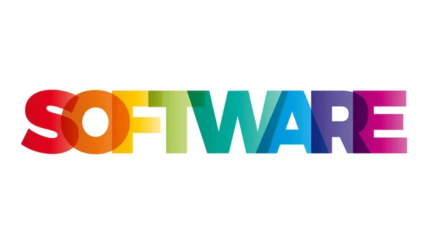 La palabra Software. Banner vectorial con el arco iris de color de texto . — Archivo Imágenes Vectoriales