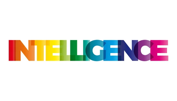 The word Intelligence. Vector banner with the text colored rainb — Stock Vector