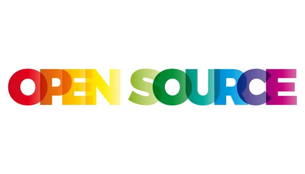 La parola Open Source. Bandiera vettoriale con il testo colorato rainbo — Vettoriale Stock