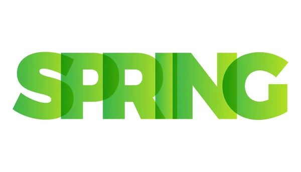 A palavra Primavera. Bandeira vetorial com o arco-íris colorido de texto . —  Vetores de Stock