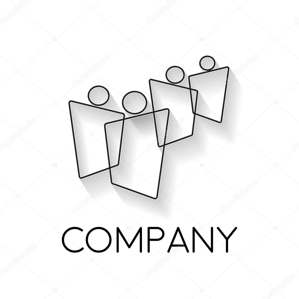 Vector sign abstract teamwork, in linear style