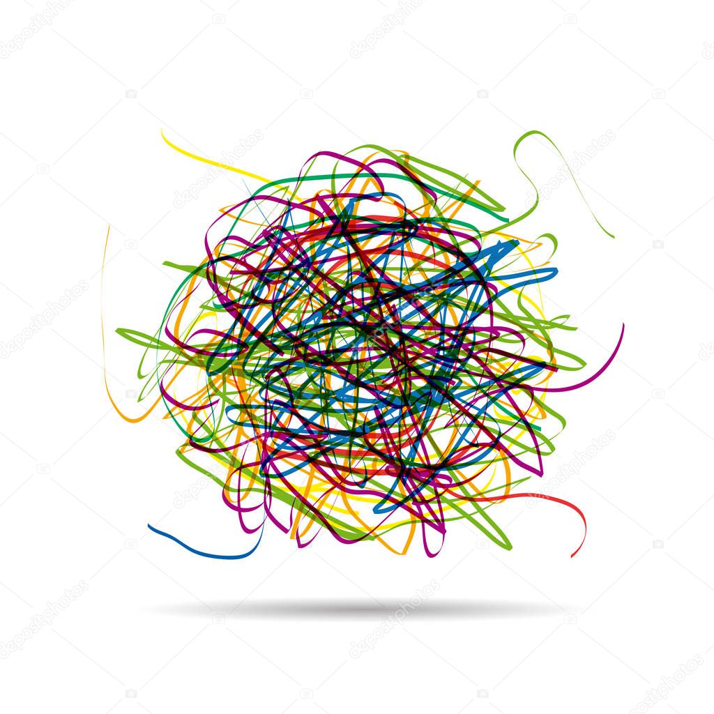 Vector sign scribble of a color wool clew