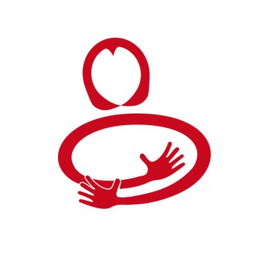 Vektör soyut bir anneden bir kucaklama iz