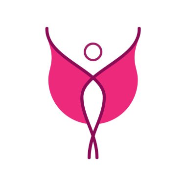 Vektör işareti modeli pembe. Kadın kanadı mı yoksa bir pelerin ile