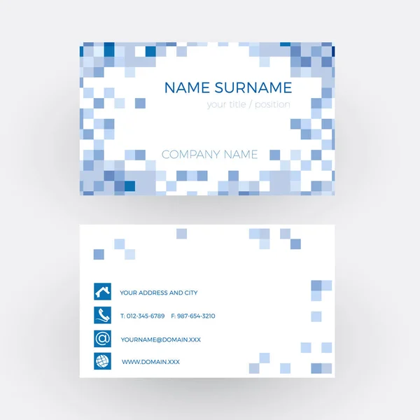 Vector Abstract Blue Squares Business card — Stock Vector