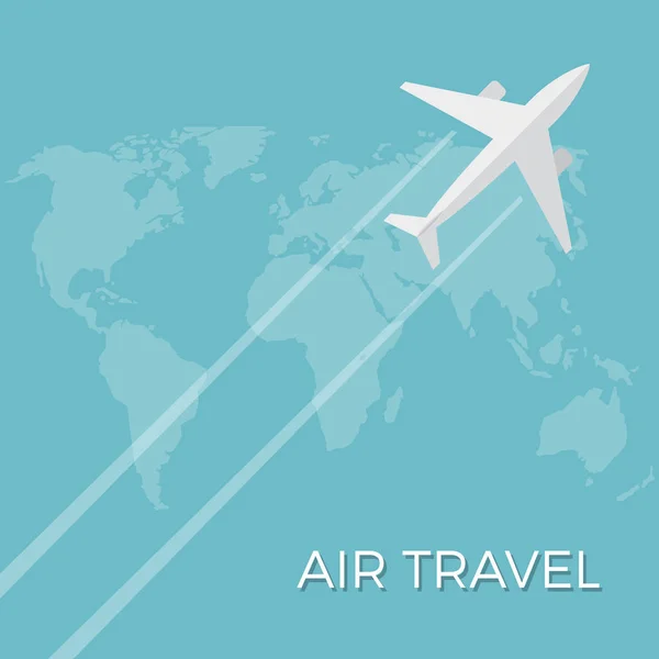 Vector air utazási háttér. Repülőgép repülni a világ — Stock Vector