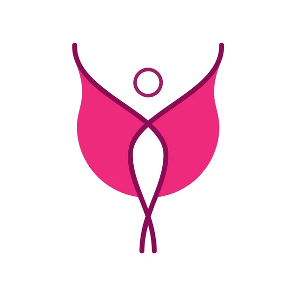 Vector tecken rosa modell. Kvinna med vingar eller kappa — Stock vektor