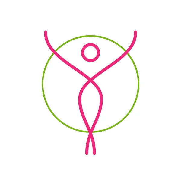 Vector sign pink dancer. Stylized woman inside a circle — Stock Vector
