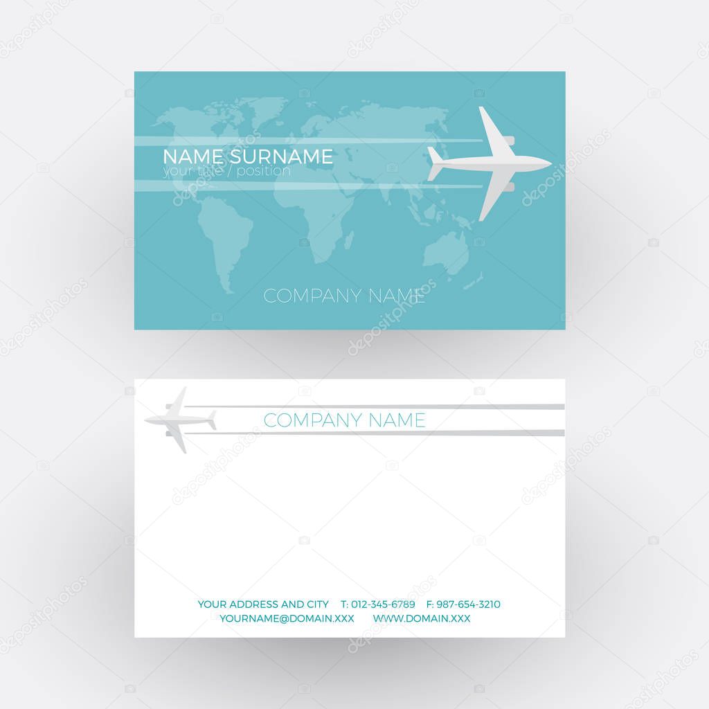 Vector air travel background. Airplane fly on the world. Busines