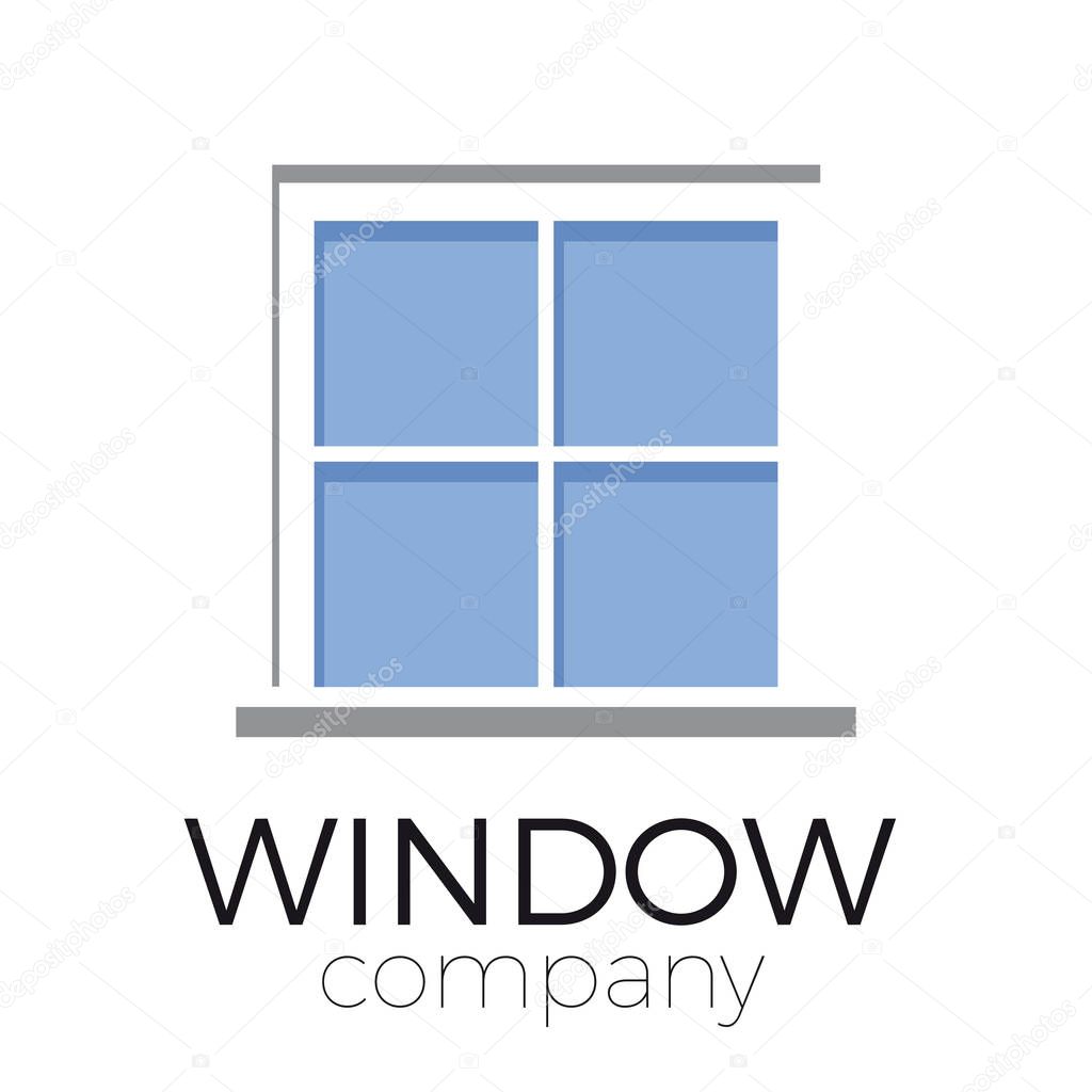 Vector sign window with blue glasses